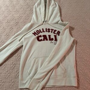 Hollister Women's Cream and Red Hoodie Sweater
